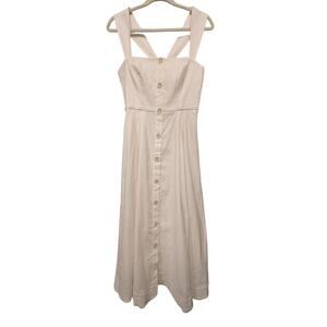 Anthropologie Maeve Square Neck Button Down Linen Blend Midi Dress Size 8 NWT